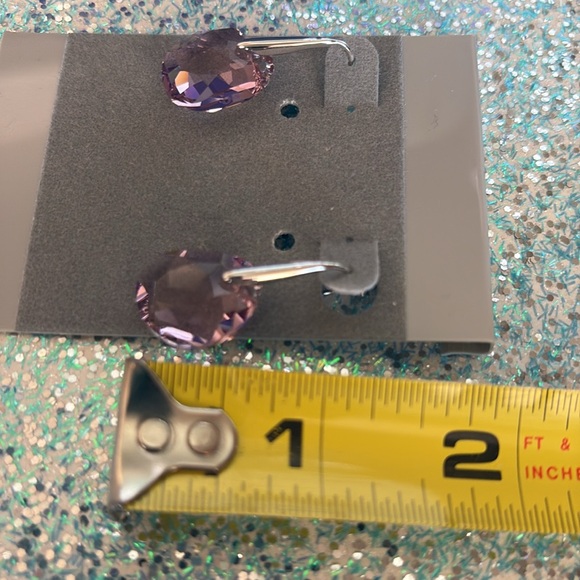 Authentic Swarovski Galet Cut Soft Purple Rhodium Plated Fish Hook Drop Earrings - Picture 15 of 15